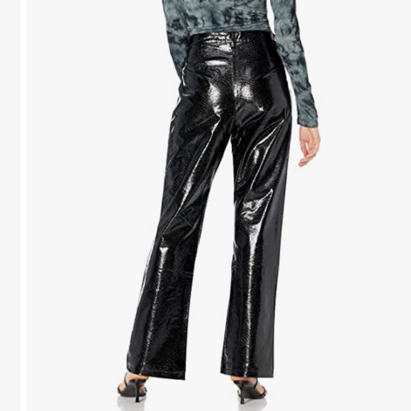 wide leg crocodile vegan leather pants - Picture 3 of 3